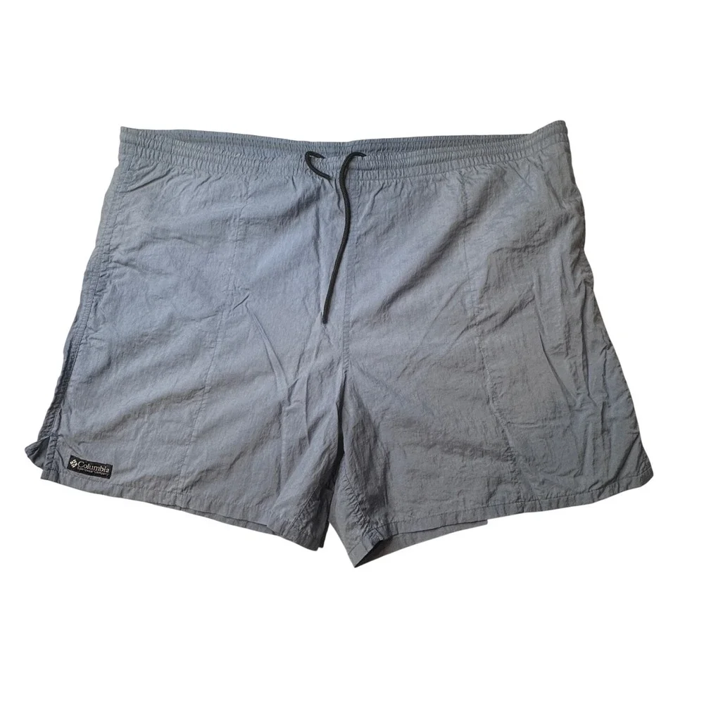 Columbia Swim Trunks Mens L Blue AM4022 Solid Nylon Mesh Lined Pockets Shorts